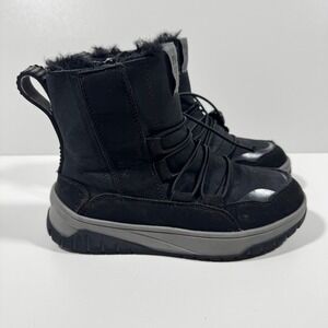 Pajar Boys Girls Waterproof Snow Boots Black Faux Fur Lace-Up 1.5Y EU 33 Winter